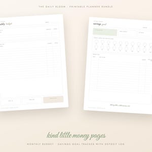 Lot d'agendas imprimables vert sauge, agenda hebdomadaire mensuel non daté, suivi des habitudes, budget, plan de repas, soins personnels, format A4 lettre PDF image 5