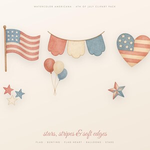 4th of July Clipart Watercolor PNG, Patriotic Clipart Bundle, Americana Sublimation, Fireworks Flag Truck, Transparent, Commercial Use image 6