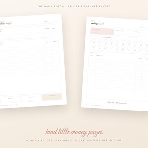 Paquete de planificadores imprimibles, planificador diario, semanal y mensual sin fecha, registro de hábitos, presupuesto, planificador de comidas, diario de autocuidado, PDF tamaño A4 (Carta estadounidense) imagen 4