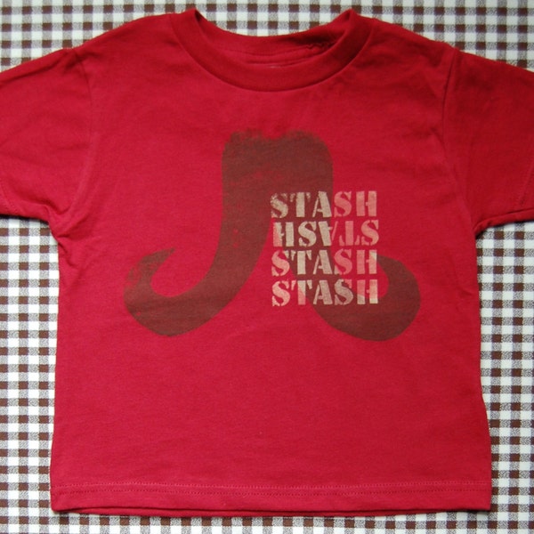 Kid's / Toddler's Size 4 -- Screen Print  -- Shirt -- Mustache Stash Stash Stash