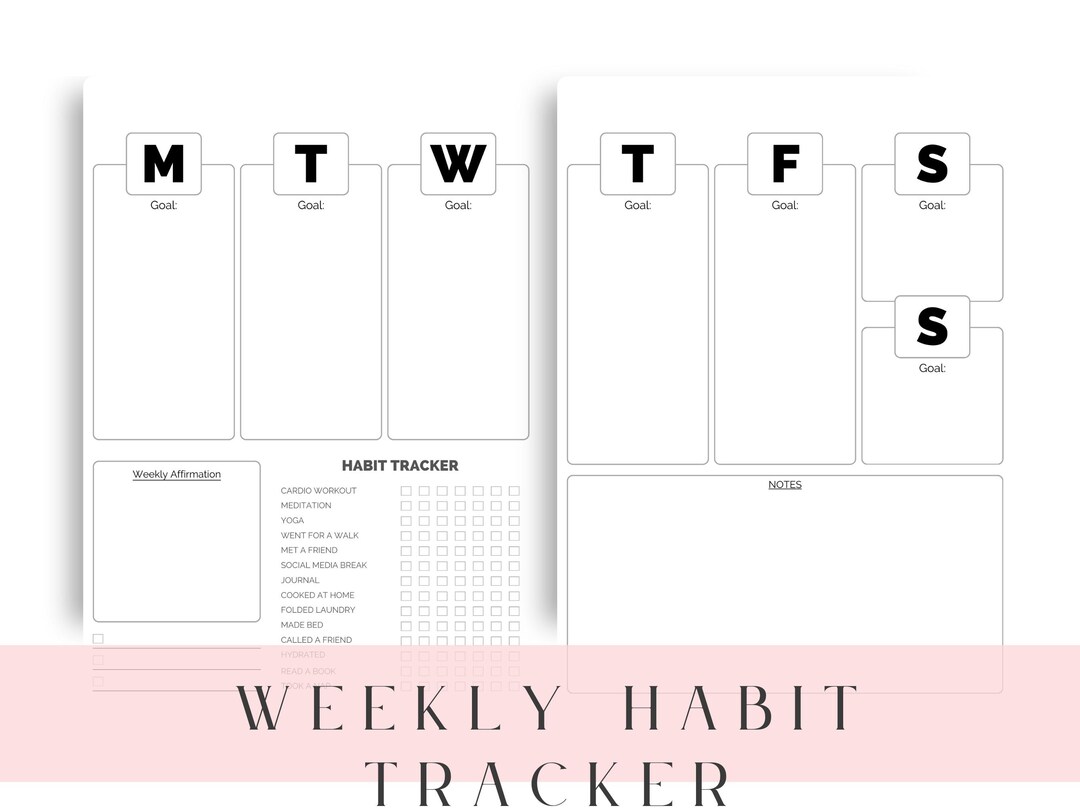 Weekly Habit Tracker Printable Editable Canva Planner Minimalist Habit ...