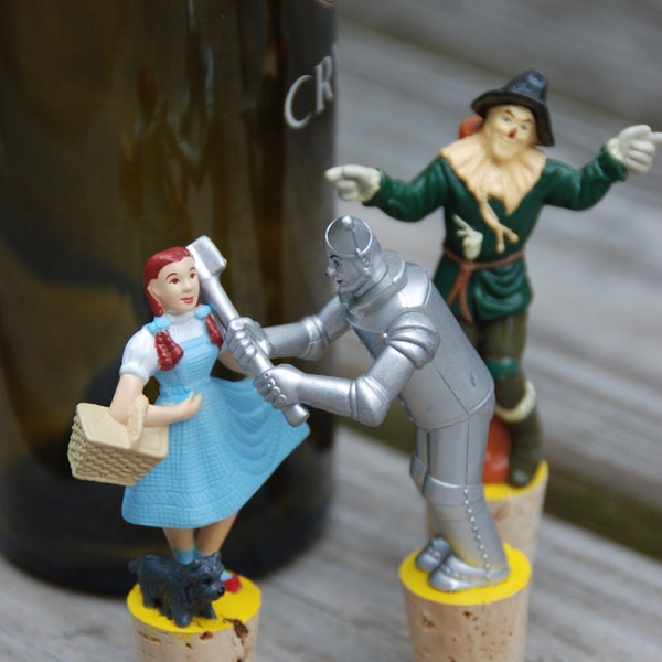 The Wizard of Oz Wine Bottle Stopper Dorothy with Toto, Scarecrow, and Tin Man