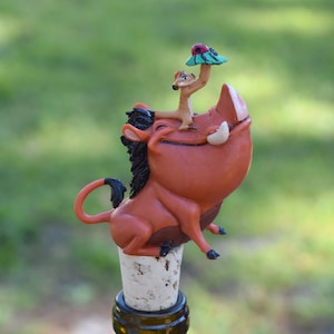 Pumbaa and Timon Wine Bottle Stopper Warthog Disney The Lion King Meerkat