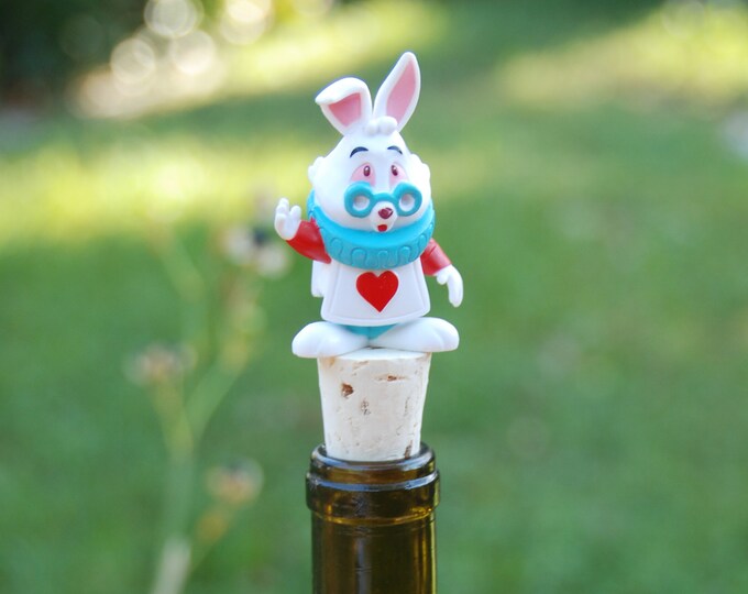 White Rabbit Wine Bottle Stopper Disney Alice in Wonderland Etsy