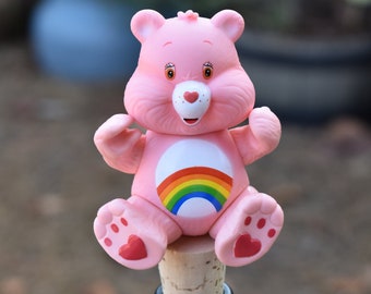 Cheer Care Bear Wine Bottle Stopper, Pink Rainbow