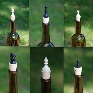 Chess Piece Wine Bottle Stopper Game Piece Knight, Queen, King, Bishop, Rook, Pawn