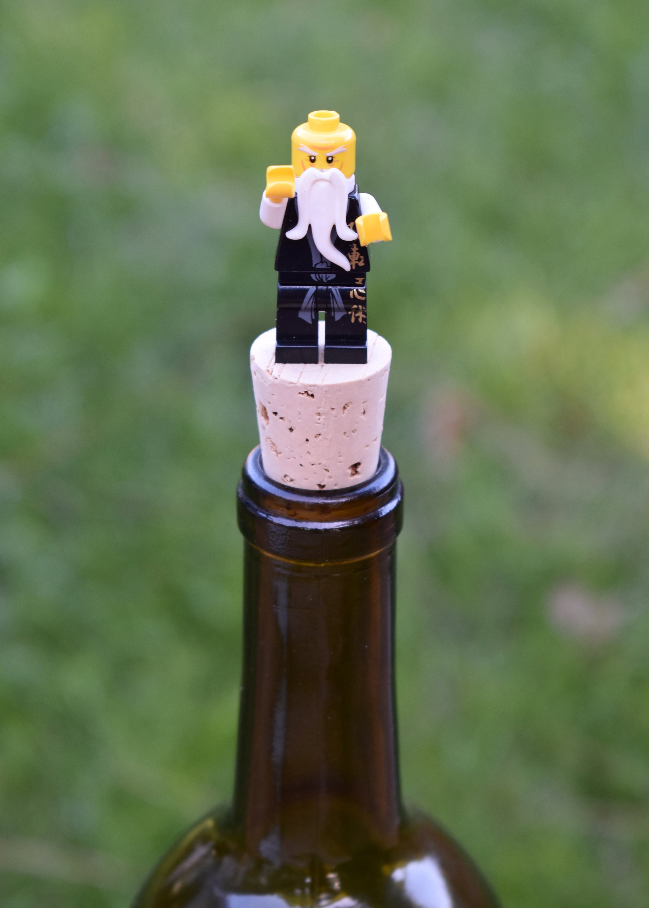 Lego Man Wine Bottle Stopper Ninjago Sensei Etsy