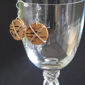 Wire Wrapped Wine Cork Earrings