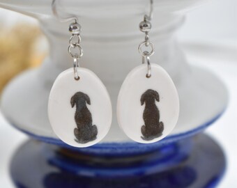 Dog Earrings, Black Lab, Lightweight