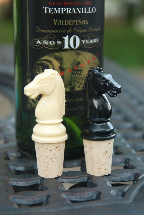 Chess Piece Wine Bottle Stopper Game Piece Knight Queen Etsy