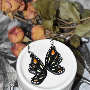 Butterfly Dangle Earrings, Lightweight, Polymer Clay