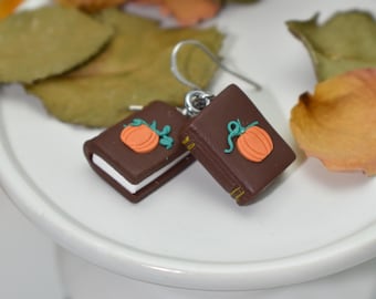 Pumpkin Book Polymer Clay Earrings