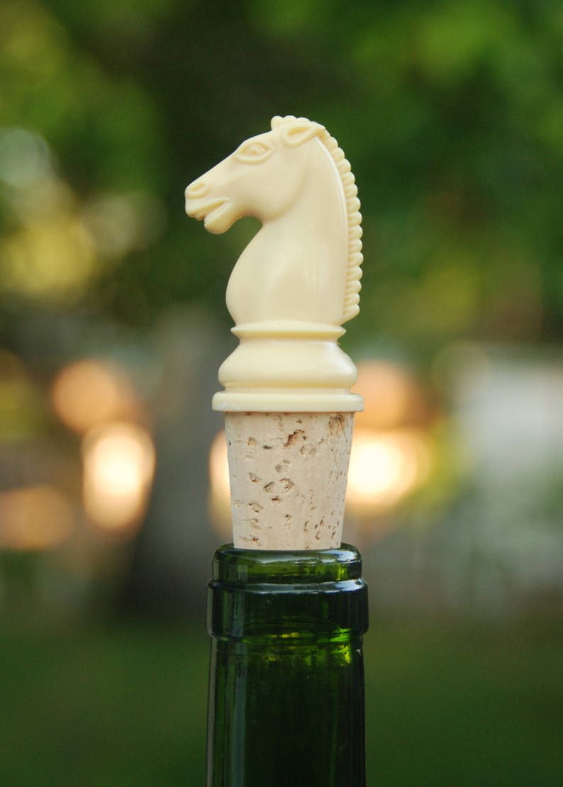 Chess Piece Wine Bottle Stopper Game Piece Knight Queen Etsy
