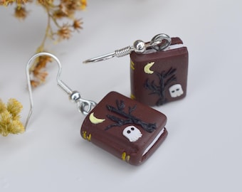 Halloween Ghost Book Polymer Clay Earrings