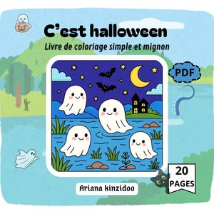 Kawaii Halloween Coloring Book - Printable PDF - 20 Cute Coloring Pages for Kids image 1