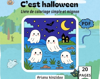 Kawaii Halloween Coloring Book - Printable PDF - 20 Cute Coloring Pages for Kids
