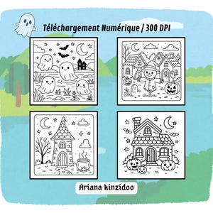 Kawaii Halloween Coloring Book - Printable PDF - 20 Cute Coloring Pages for Kids image 3