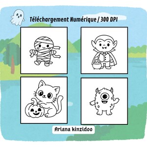 Kawaii Halloween Coloring Book - Printable PDF - 20 Cute Coloring Pages for Kids image 4