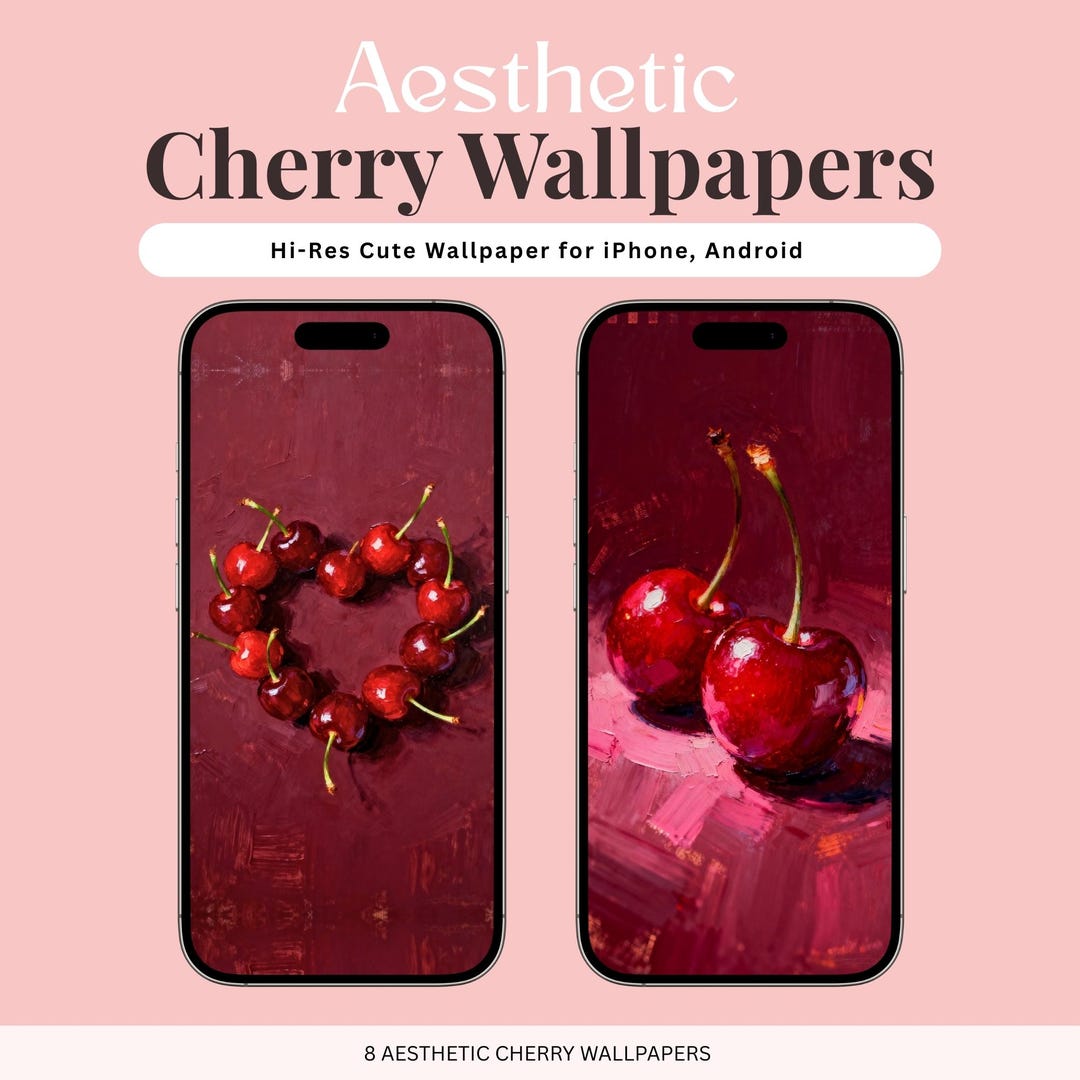 Cherry iPhone Wallpaper Kawaii Cherry Ios Lock & Home Screen (digital — free download