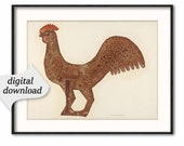 Rooster Print, Farmhouse Kitchen Wall Art Printable, Rustic Home Decor quot Chicken Weather Vane quot