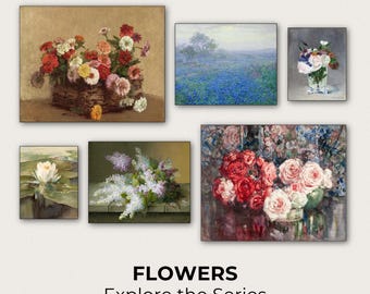 夏の花 花の静物画 - オランダの花の絵画、ダークフラワーアート