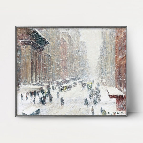 Madison Avenue 1920s New York City Painting --- nyc wall art, impressionist cityscape, winter landscape art, architecture print