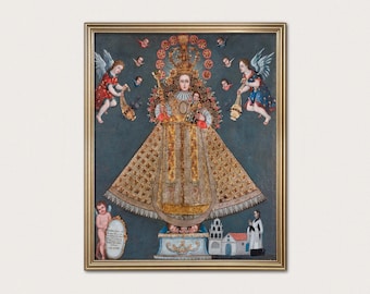 Descarga de Nuestra Señora de Guadalupe - Pintura vintage de la Virgen María, impresión espiritual · Descarga digital