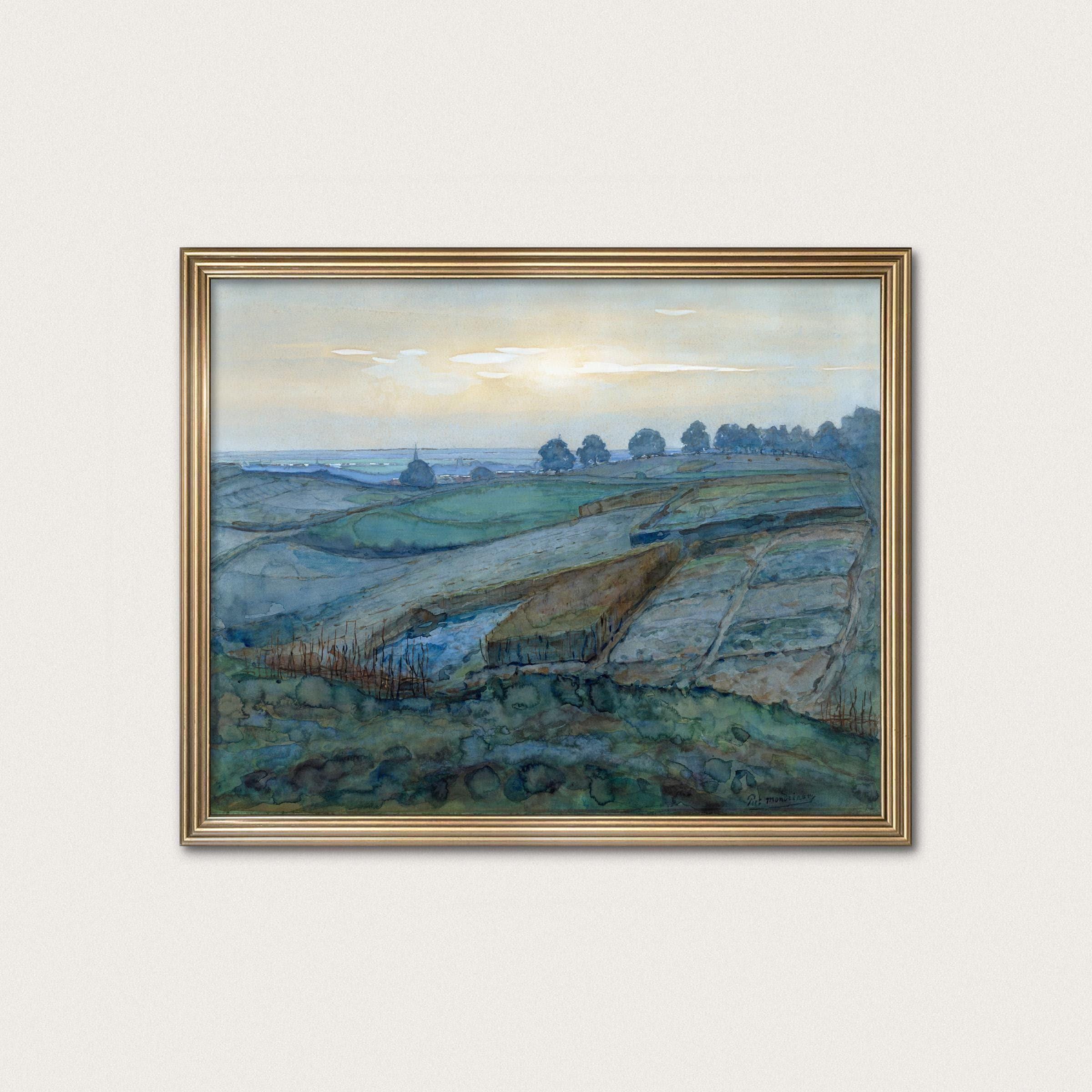 ピエト・モンドリアン アーネム風景画 - 霧の風景画、水彩画