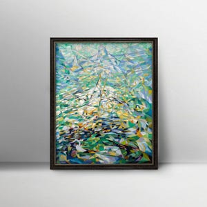 Spring Futurism Print - abstract painting, green home decor, vintage modern art