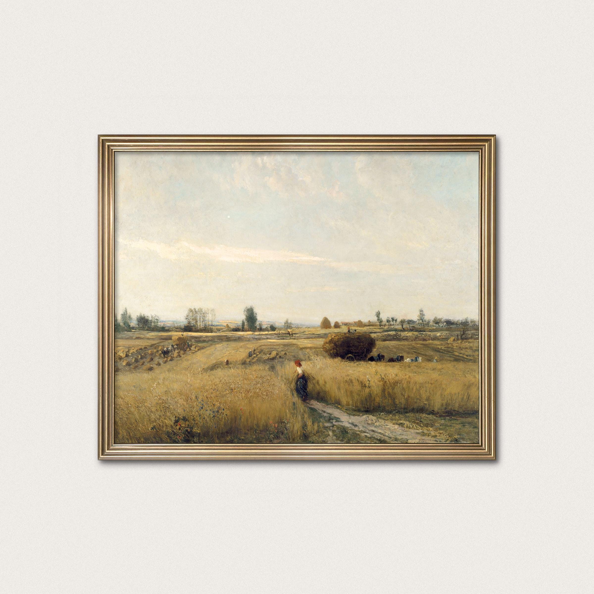 収穫 シャルル・フランソワ・ドービニー 風景画 - 農家の風景画 壁