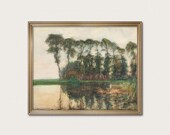 Piet Mondrian Farmhouse Print: Watercolor Landscape Art (Digital Download)