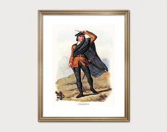 Explorador del clan Colquhoun — R.R. McIan, 1845. Grabado del clan de las Tierras Altas. Arte escocés de tartán. (Descarga digital)