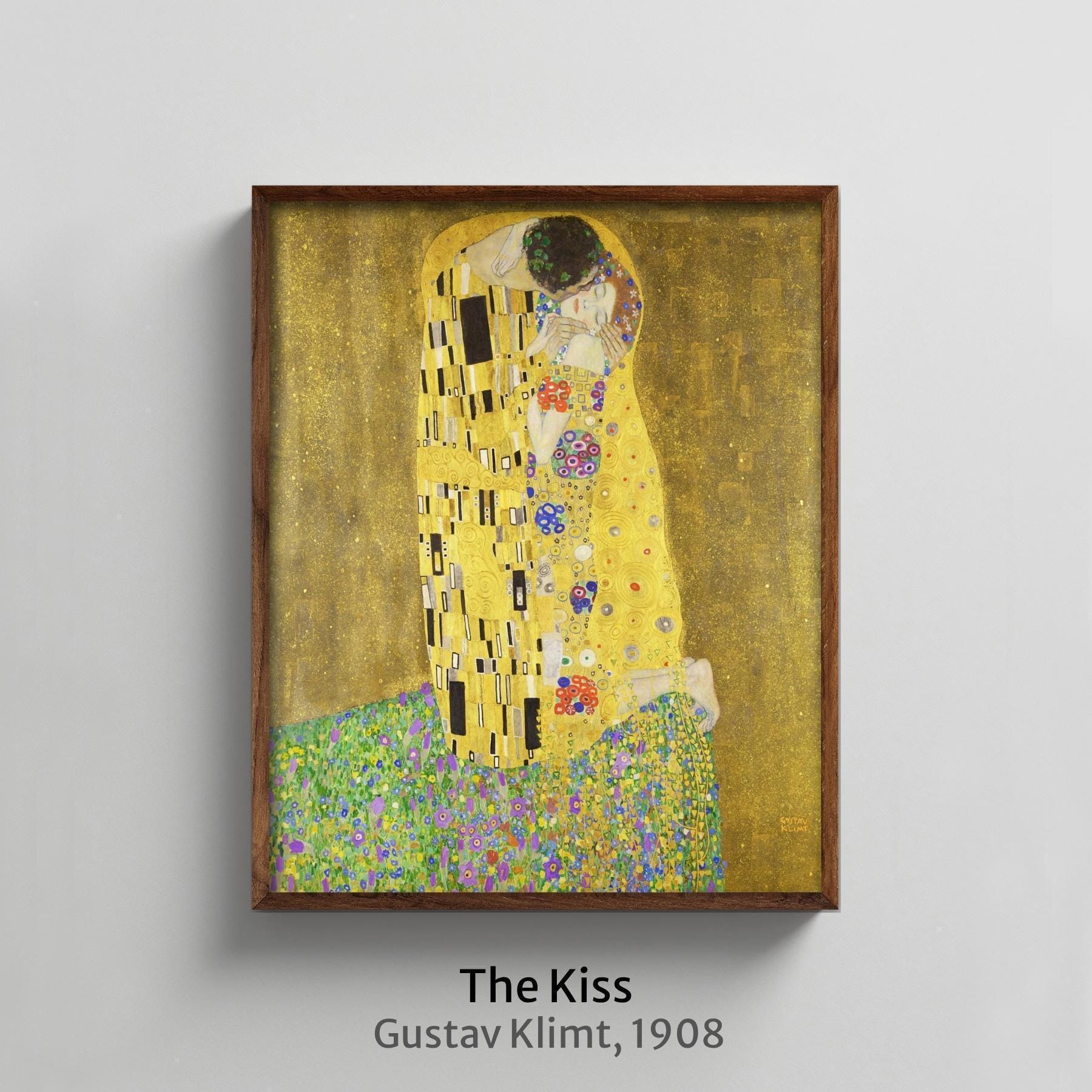 グスタフ・クリムト作「接吻」プリント – ロマン主義黄金時代の壁掛け