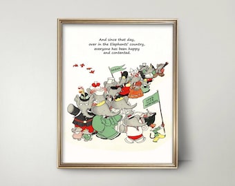 Parade Elephant Nursery Decor PRINTABLE - babar the elephant baby shower gift