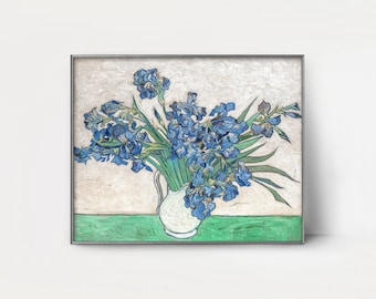 Irises by Van Gogh Print DOWNLOAD --- 1890s blue iris print summer blue flower art, van gogh painting, french botanical still life print