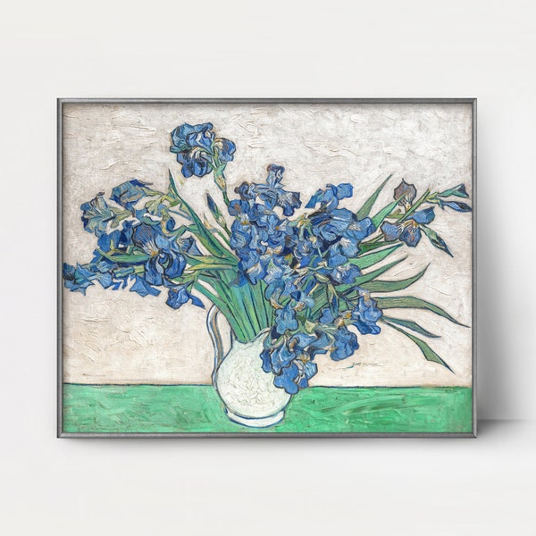 Irises by Van Gogh Print DOWNLOAD --- 1890s blue iris print summer blue flower art, van gogh painting, french botanical still life print