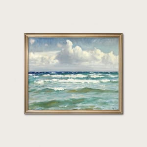 Przebijające się fale — Michael Ancher, 1919. Poza Skagen. Duński wydruk artystyczny z pejzażem morskim. (Pobieranie cyfrowe)