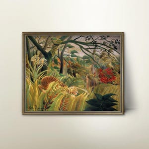 Printable Henri Rousseau Art - Vintage Tiger Jungle Painting