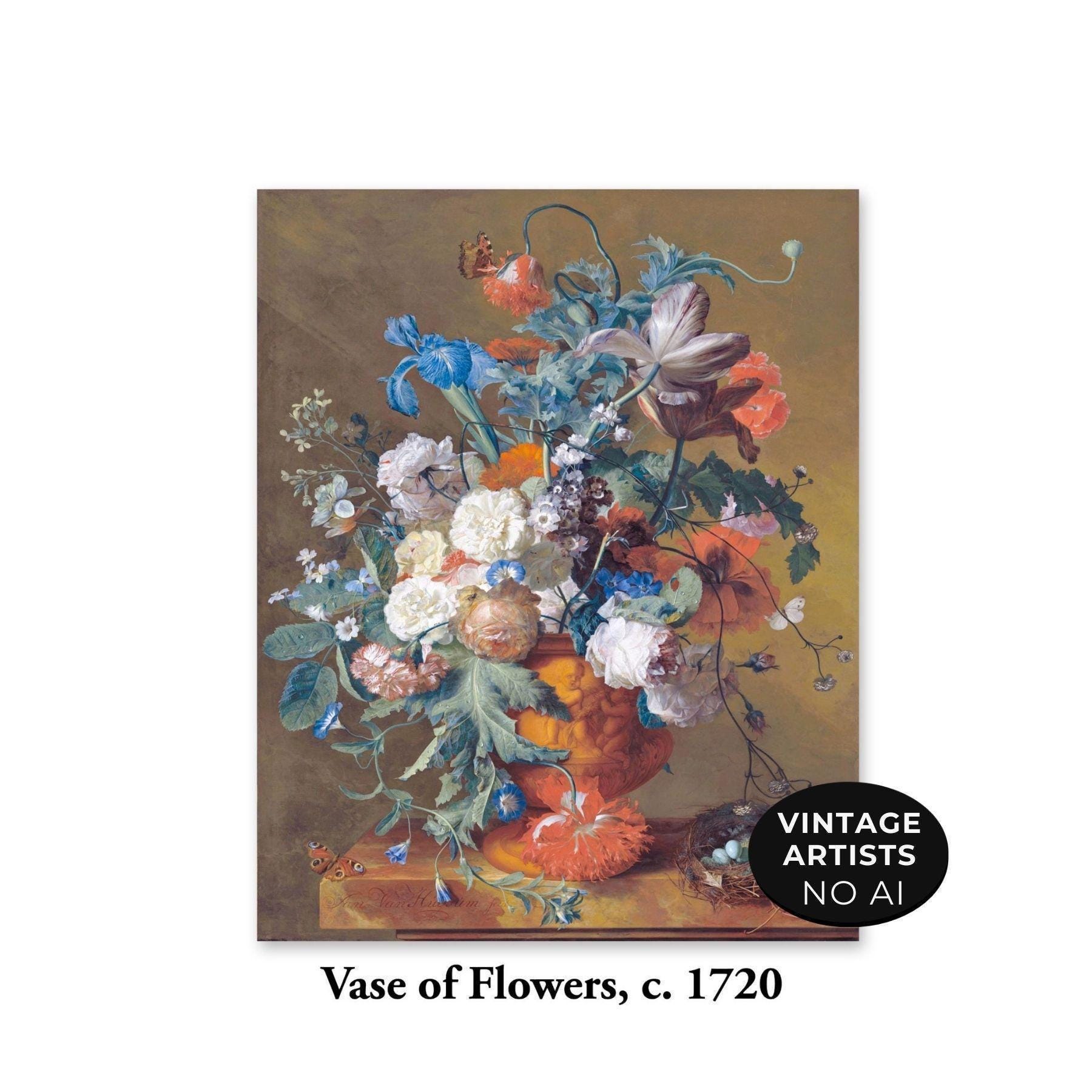 花瓶の花、花の静物画 - オランダの花の絵画、青い花の芸術 · デジタル