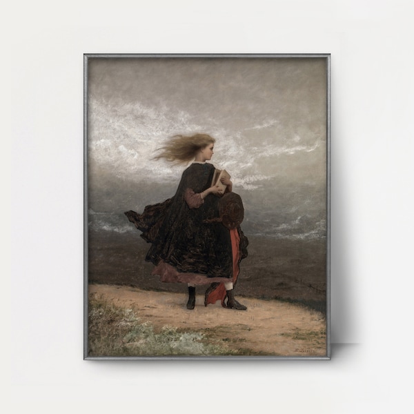 The Girl I Left Behind Me 1870s Civil War Era Portrait --- victorian decor, dark academia wall art, storm cloud landscape print