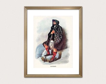 Davidson Clan Traveler - R.R. McIan, 1845. Highland Clan Druck. Schottische Tartan-Kunst. (Digitaler Download)