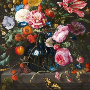 Bloemenvaas - bloemenstilleven - Nederlands bloemenschilderij, donkere bloemenkunst · Digitale download afbeelding 5