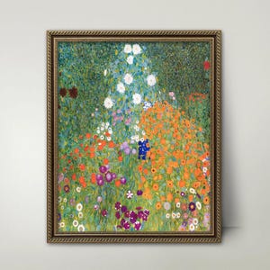 Blumengarten von Gustav Klimt Print DOWNLOAD - moderne Malerei, botanische Kunst