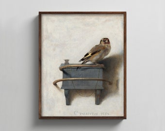 The Goldfinch 17th Century Dutch Art Print DOWNLOAD --- antique bird print | trompe l'oeil wall art, goldfinch painting, goldfinch print