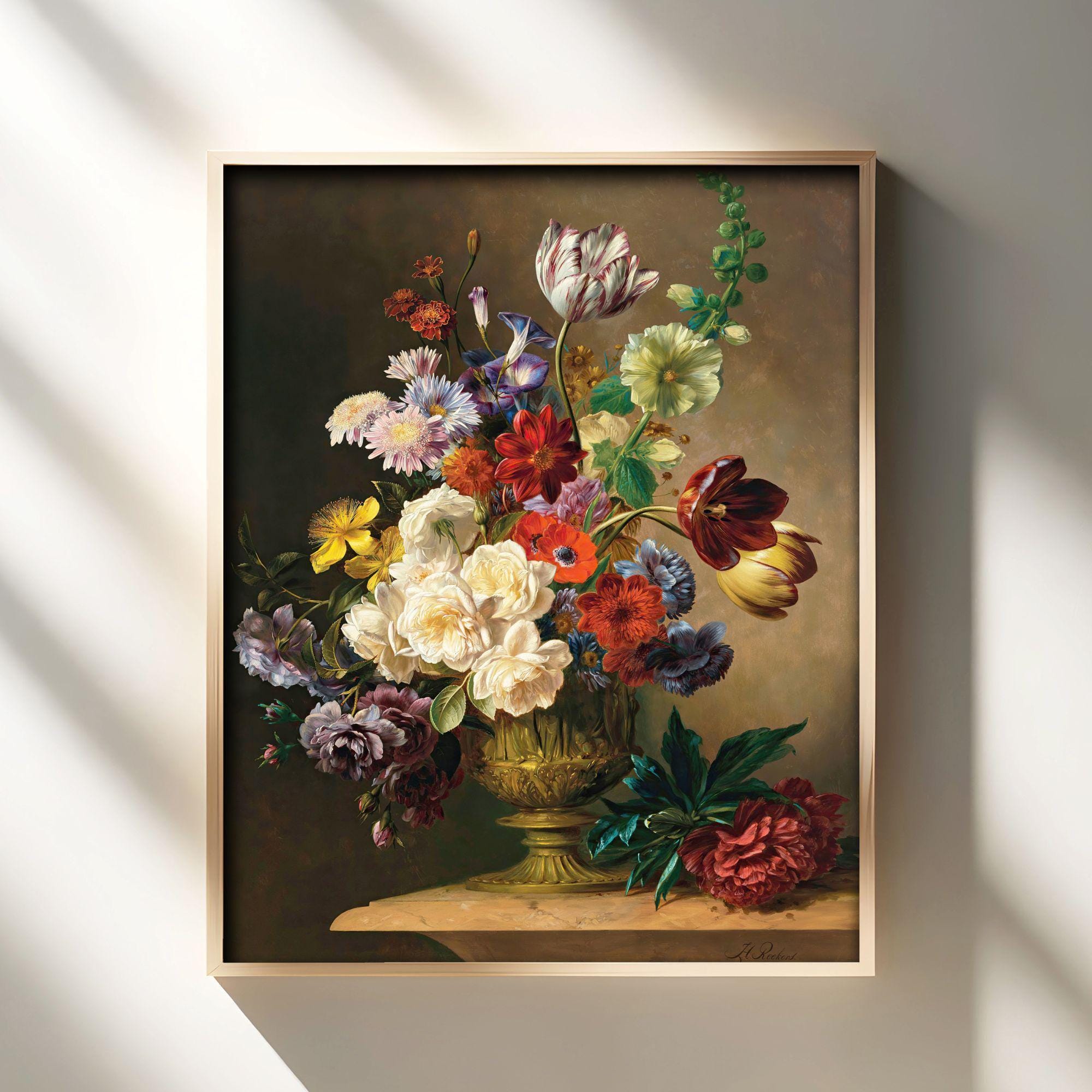 Limited 絵画 花 art 美術品 花の絵 flower オブジェ 置物 夏の花 花の静物画 - オランダの花の絵画、ダークフラワーアート
