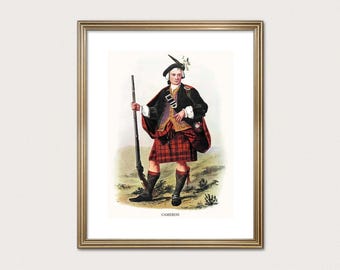 Cameron Clan Häuptling - R.R. McIan, 1845. Highland Clan Druck. Schottische Tartan-Kunst. (Digitaler Download)