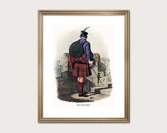 Guerriero del clan MacGillivray - RR McIan, 1845. Stampa del clan delle Highland. Tartan scozzese arte. (Download digitale)