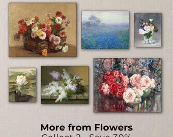 夏の花 花の静物画 - オランダの花の絵画、ダークフラワーアート