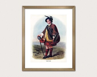 MacNab-klanhövding — R.R. McIan, 1845. Tryck av höglandsklanen. Skotsk tartankonst. (Digital nedladdning)