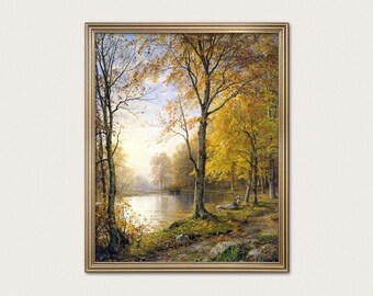 Golden Autumn Landscape | Victorian Countryside Wall Art | William Trost Richards, 1875 | Digital Download